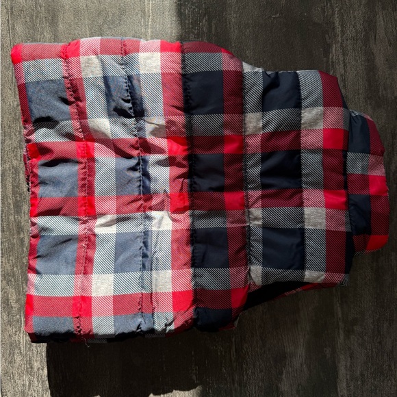 Tommy Hilfiger Red Plaid Puffer Vest - Picture 2 of 3